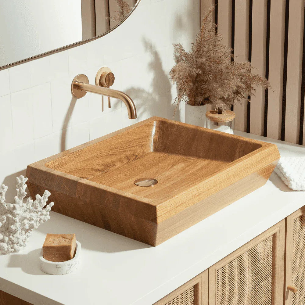 Aufsatzwaschbecken Eiche Natur – Massivholz-Waschtisch LXRYWOOD