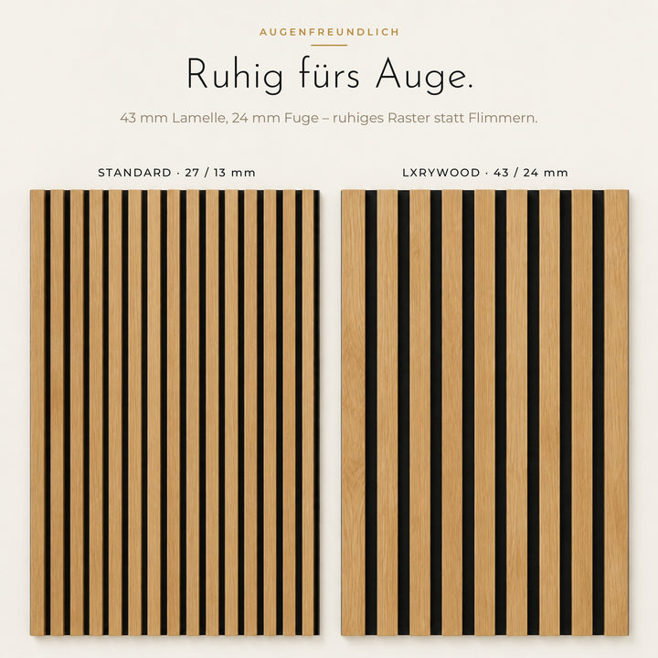 Vergleich Lamellenraster Standard und LXRYWOOD